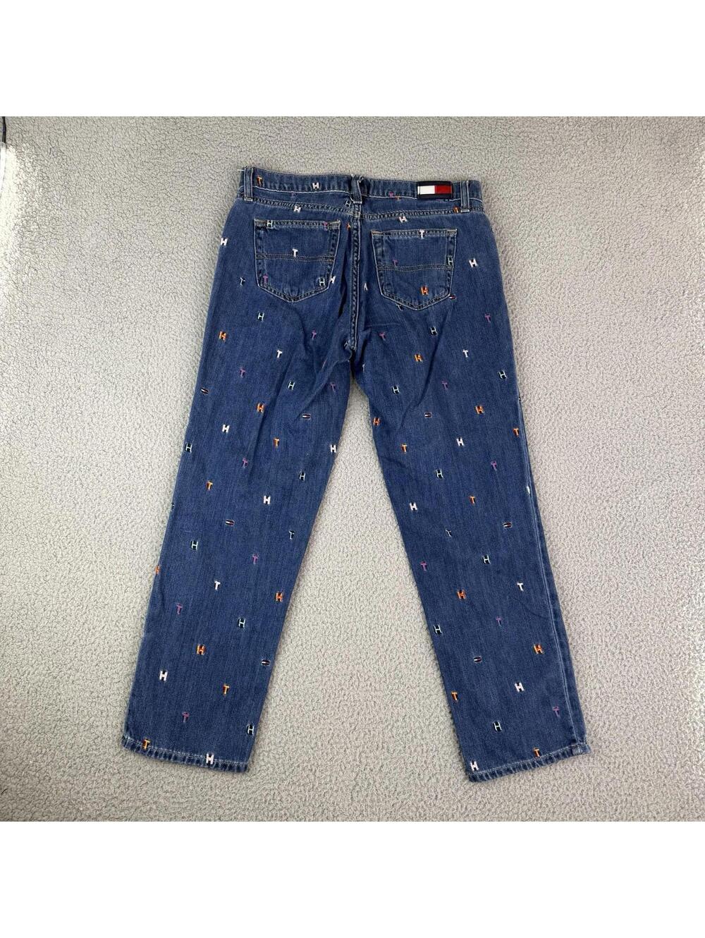 Tommy Hilfiger Y2K "TH" Embroidered Monogram Boyfriend Jeans Size 4 (30x27)